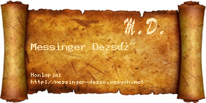 Messinger Dezső névjegykártya
